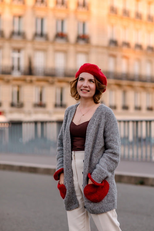 Adult Sweet Heart cardigan | Red