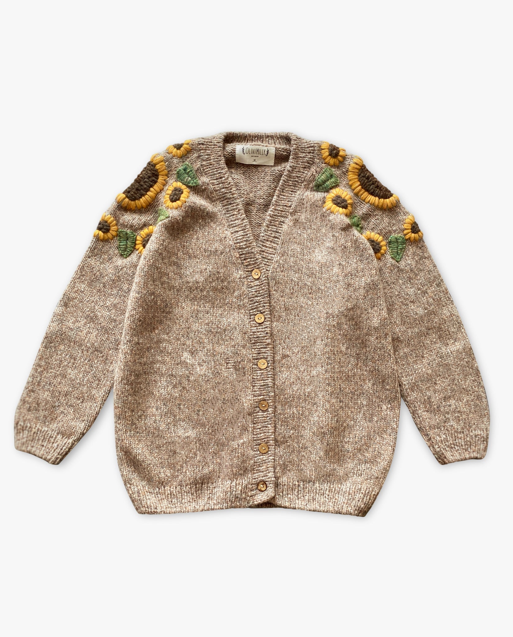 Adult cardigan Sunflowers | Beigebrown