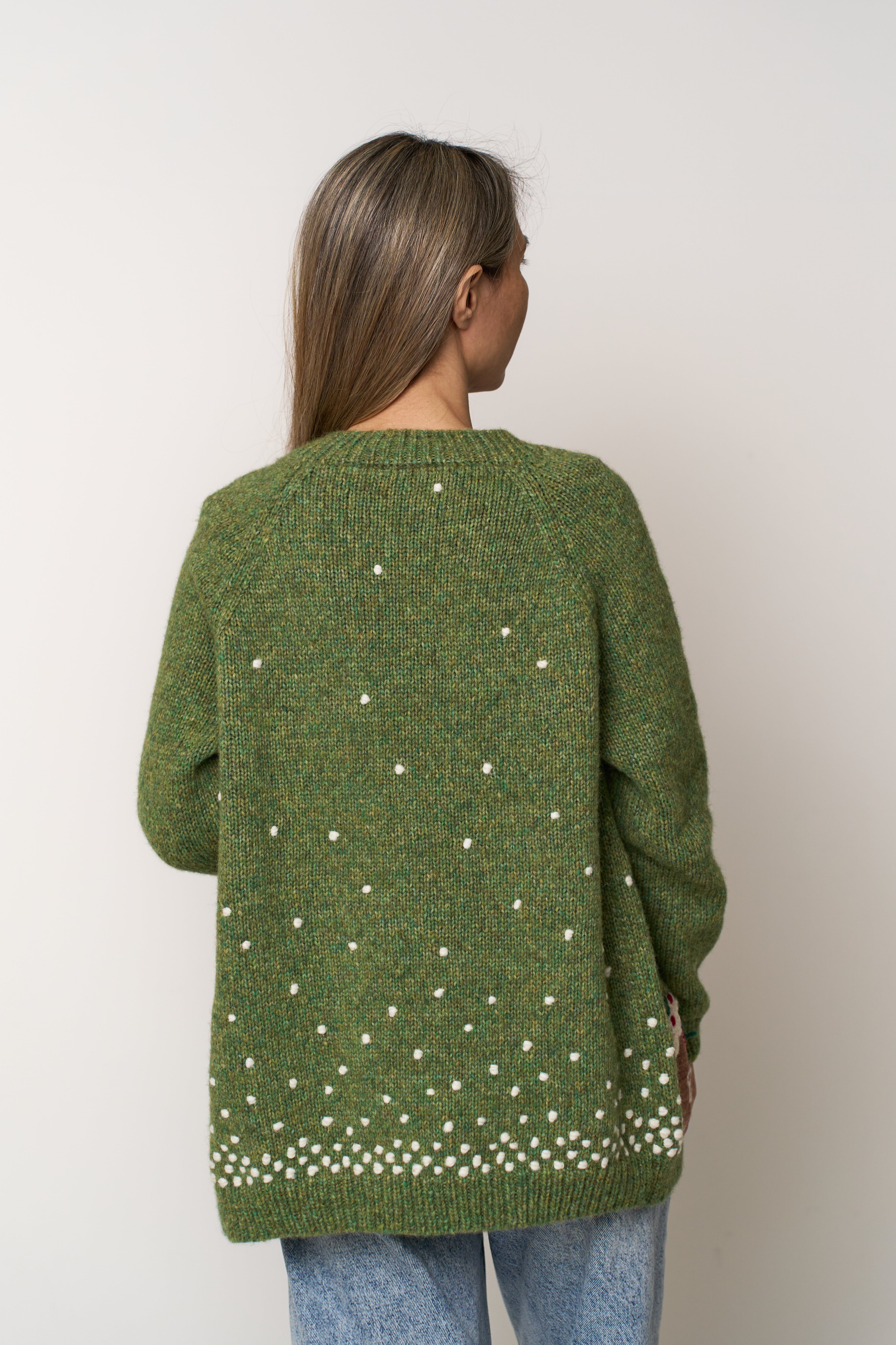 Adult Winter Fairy Tale cardigan| Moss Green