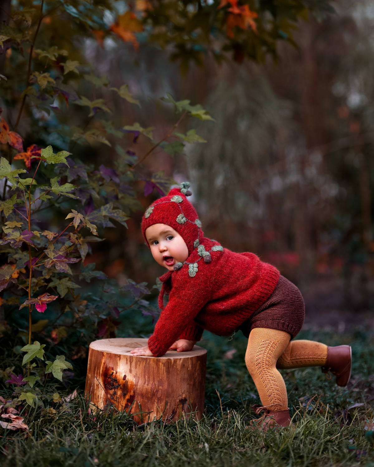 Acorns bonnet | Red-orange