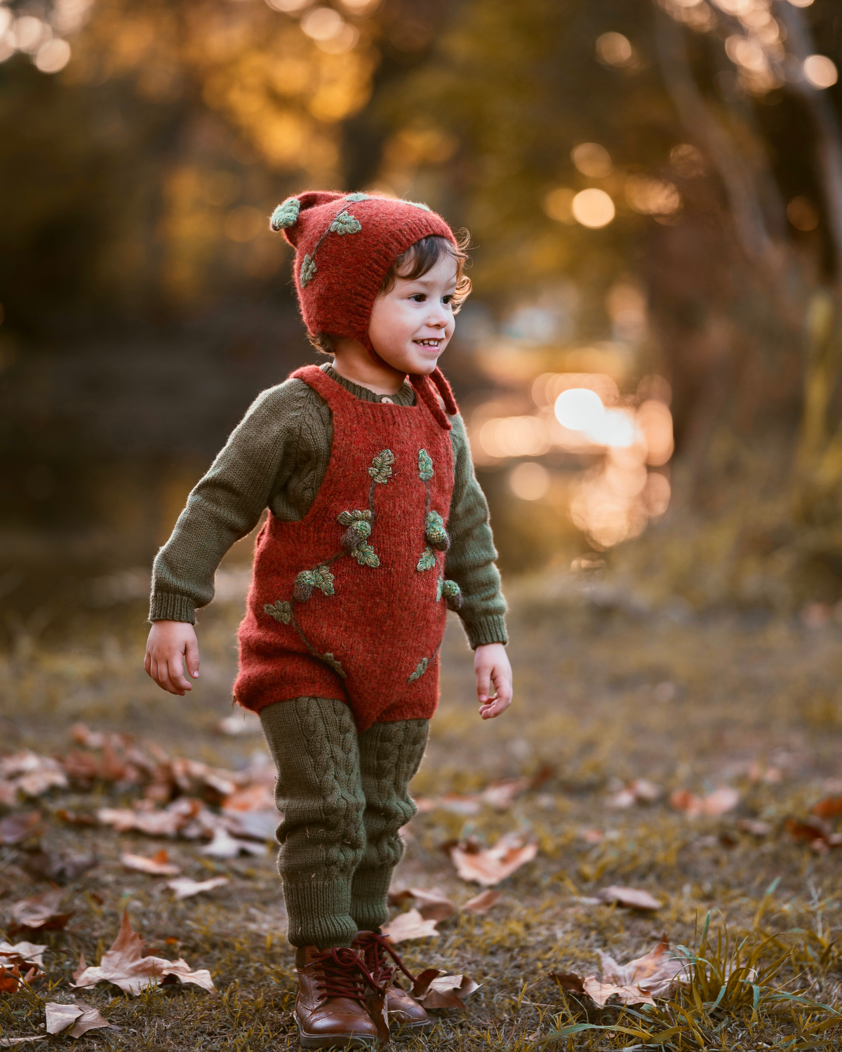 Acorns romper | Red-orange