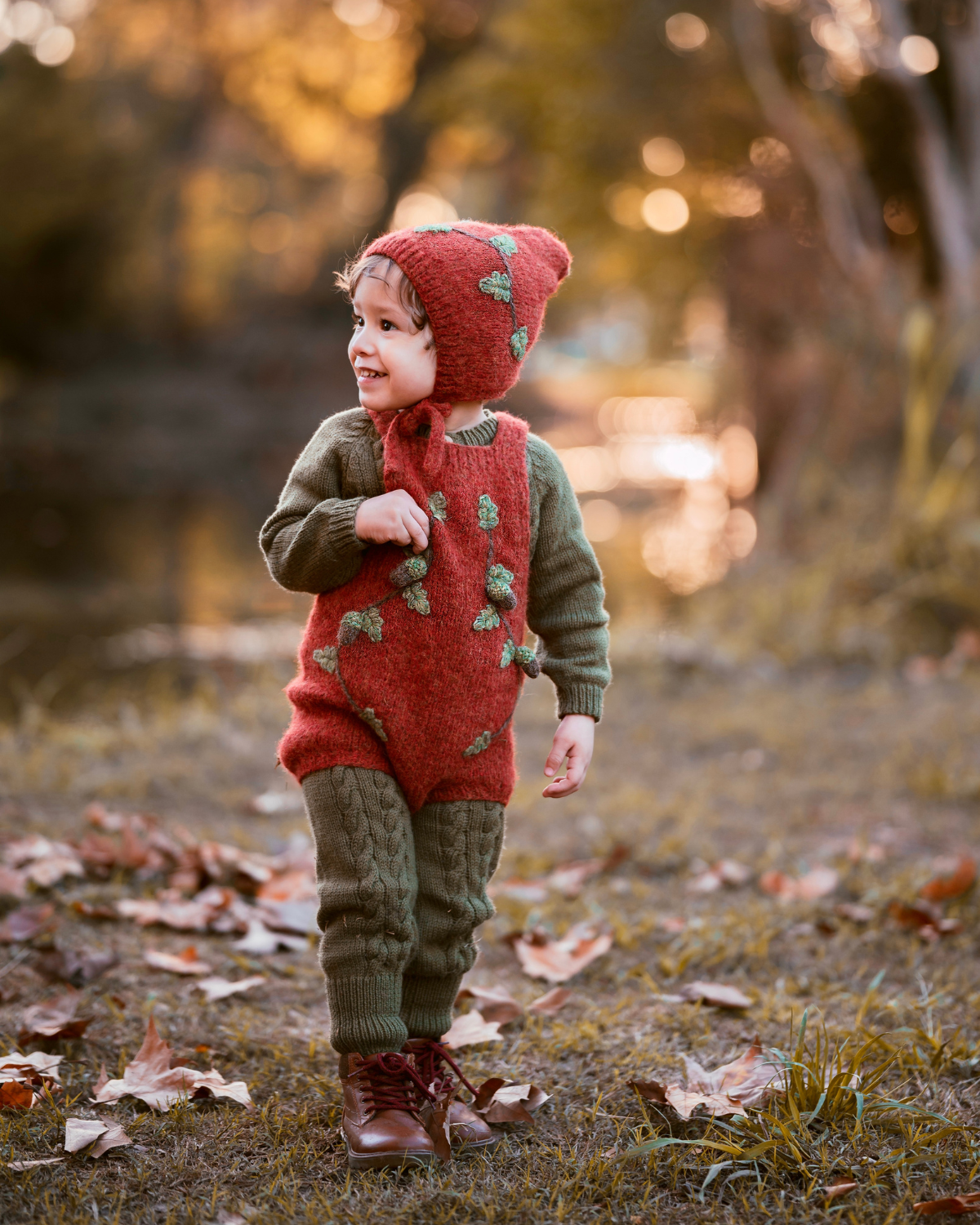 Acorns romper | Red-orange