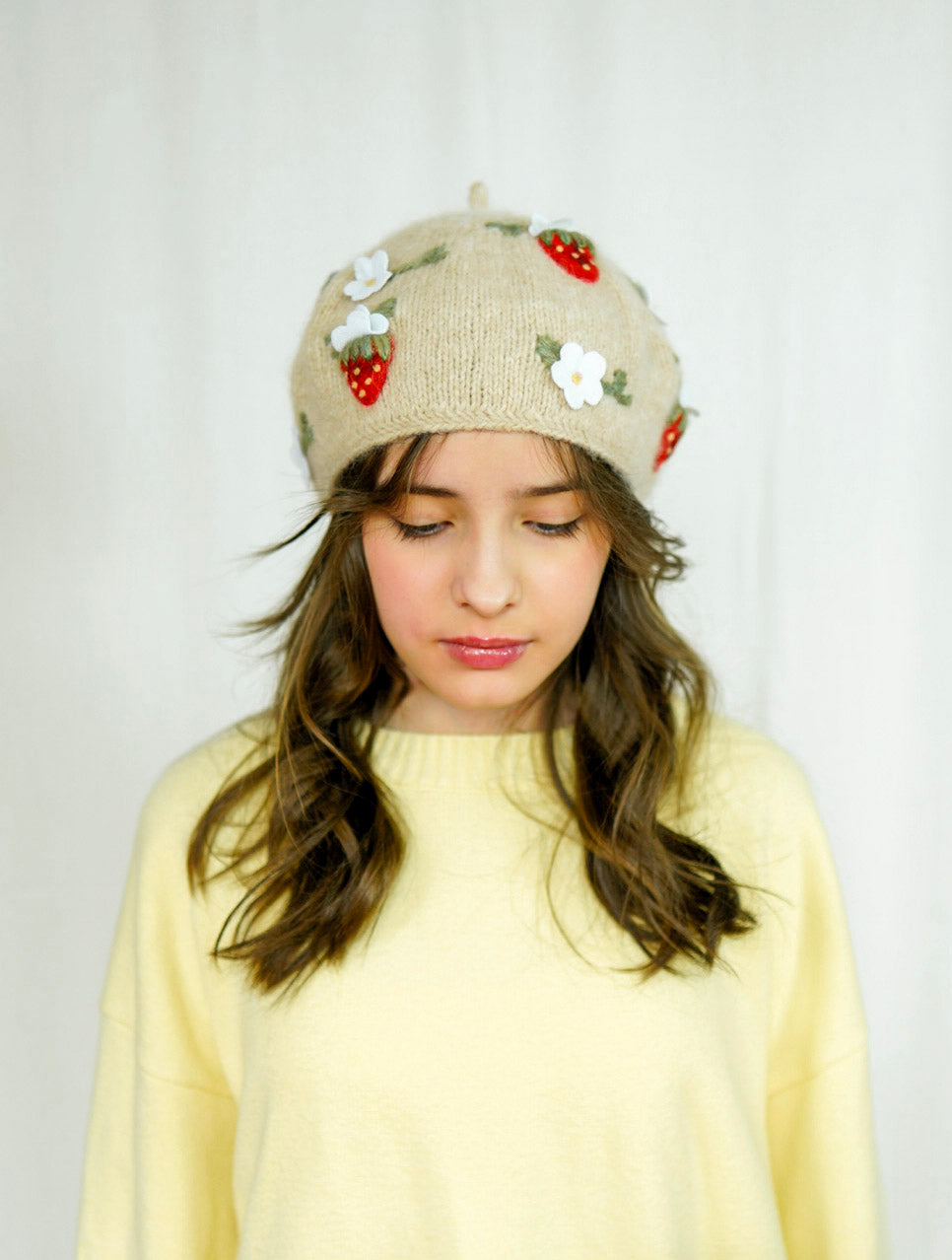 Strawberries Beret | Wheat