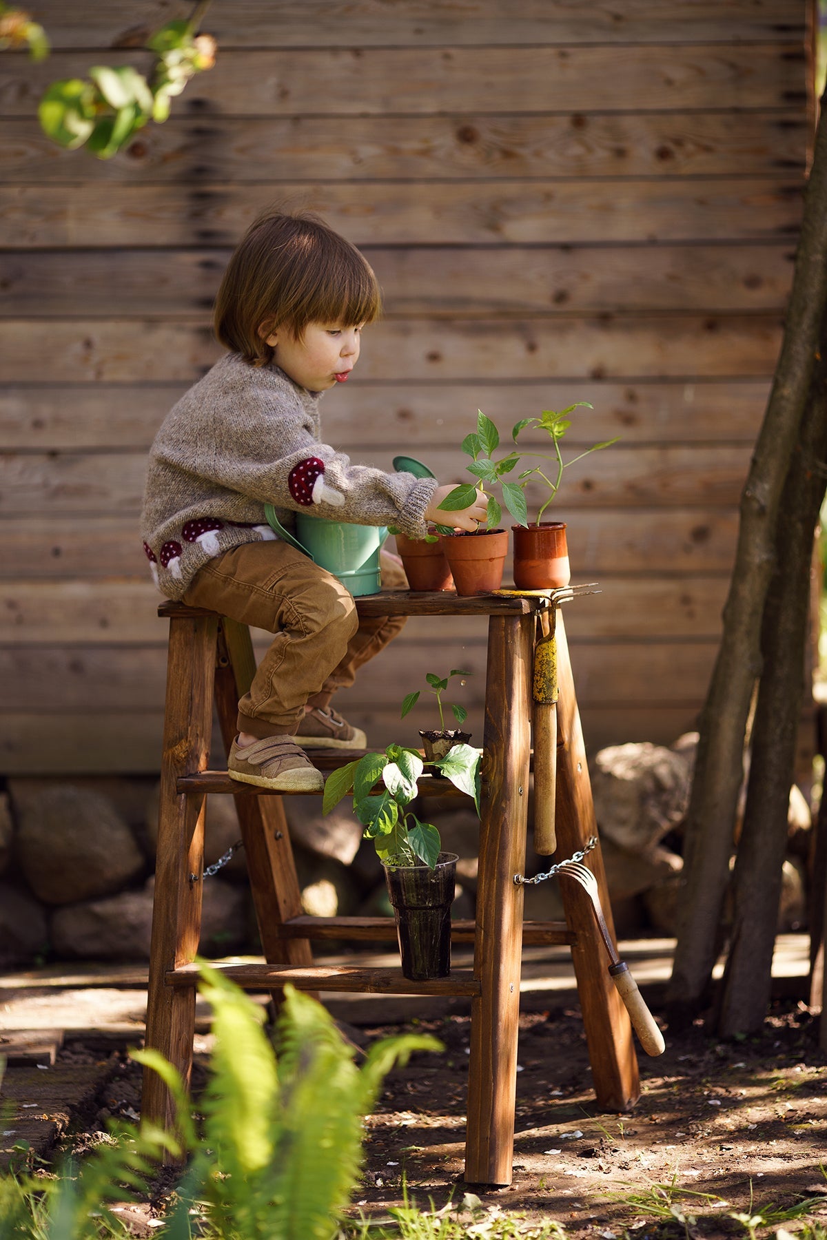 Mushrooms cardigan | Beigebrown