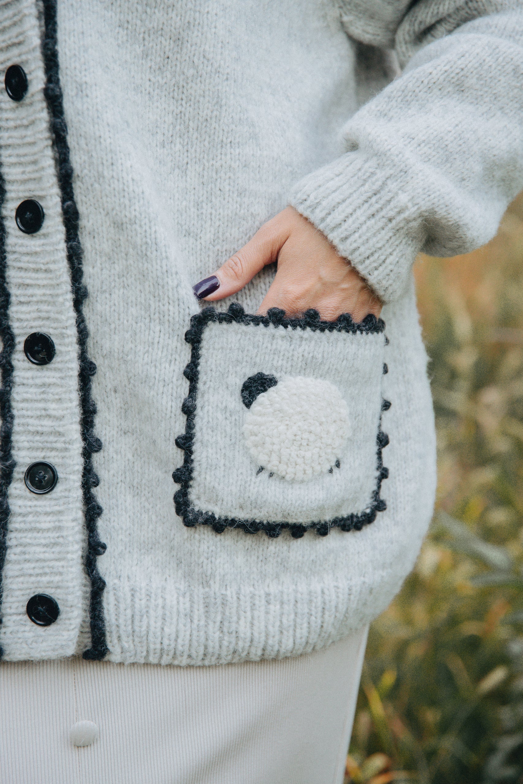 Adult Sheep cardigan with poсkets | Light Grey