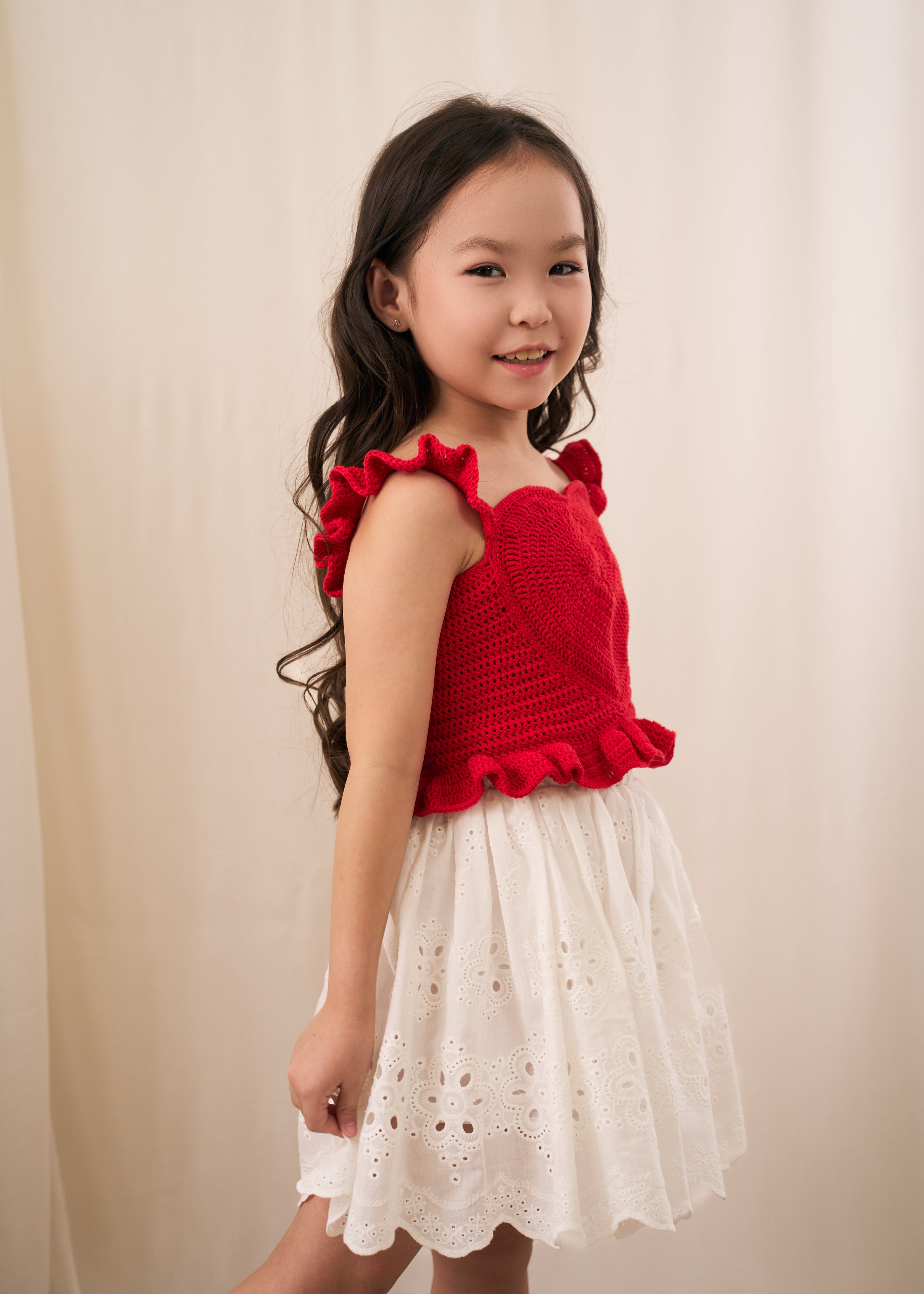 Heart Crochet Top | Red
