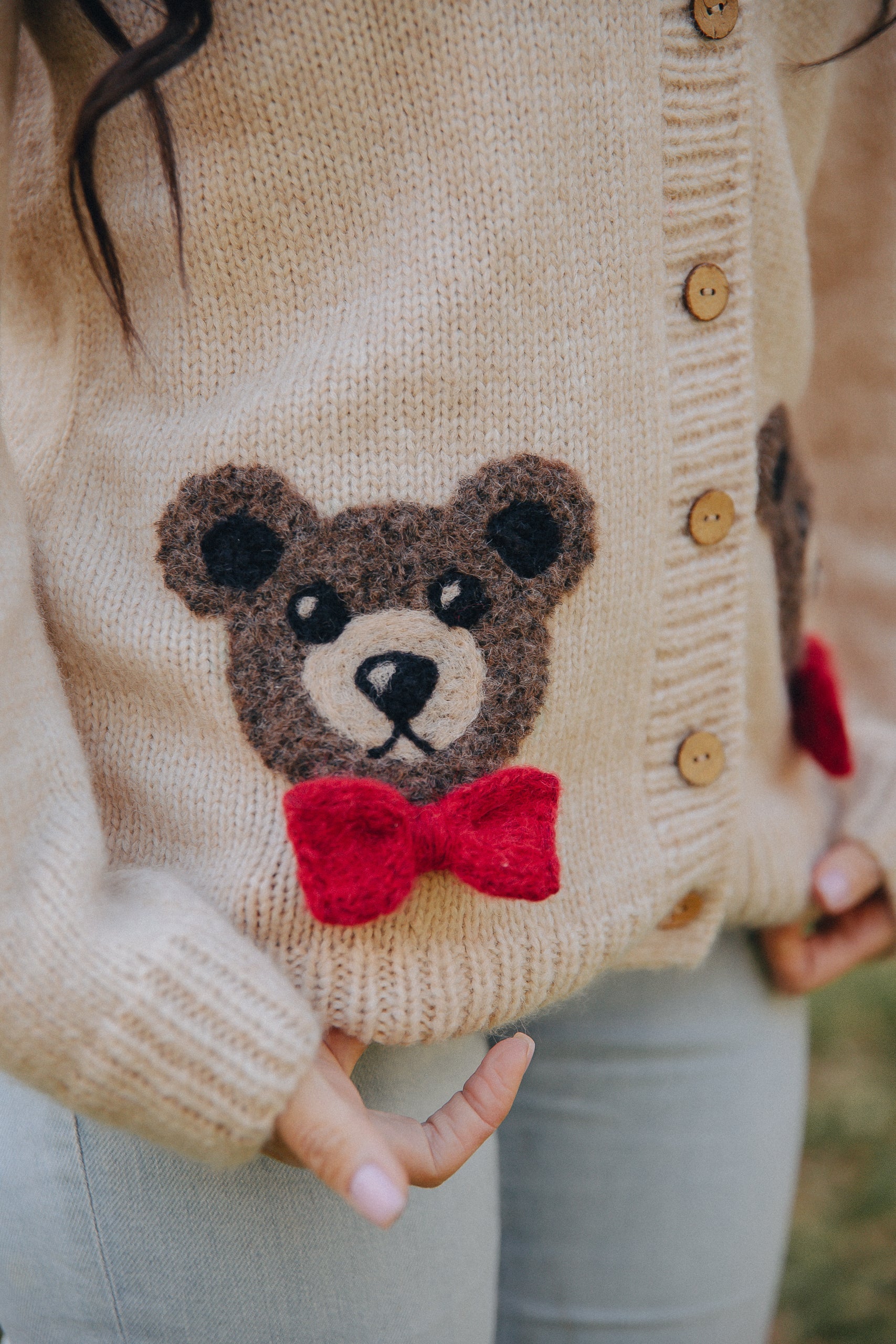 Adult Bear cardigan | Wheat