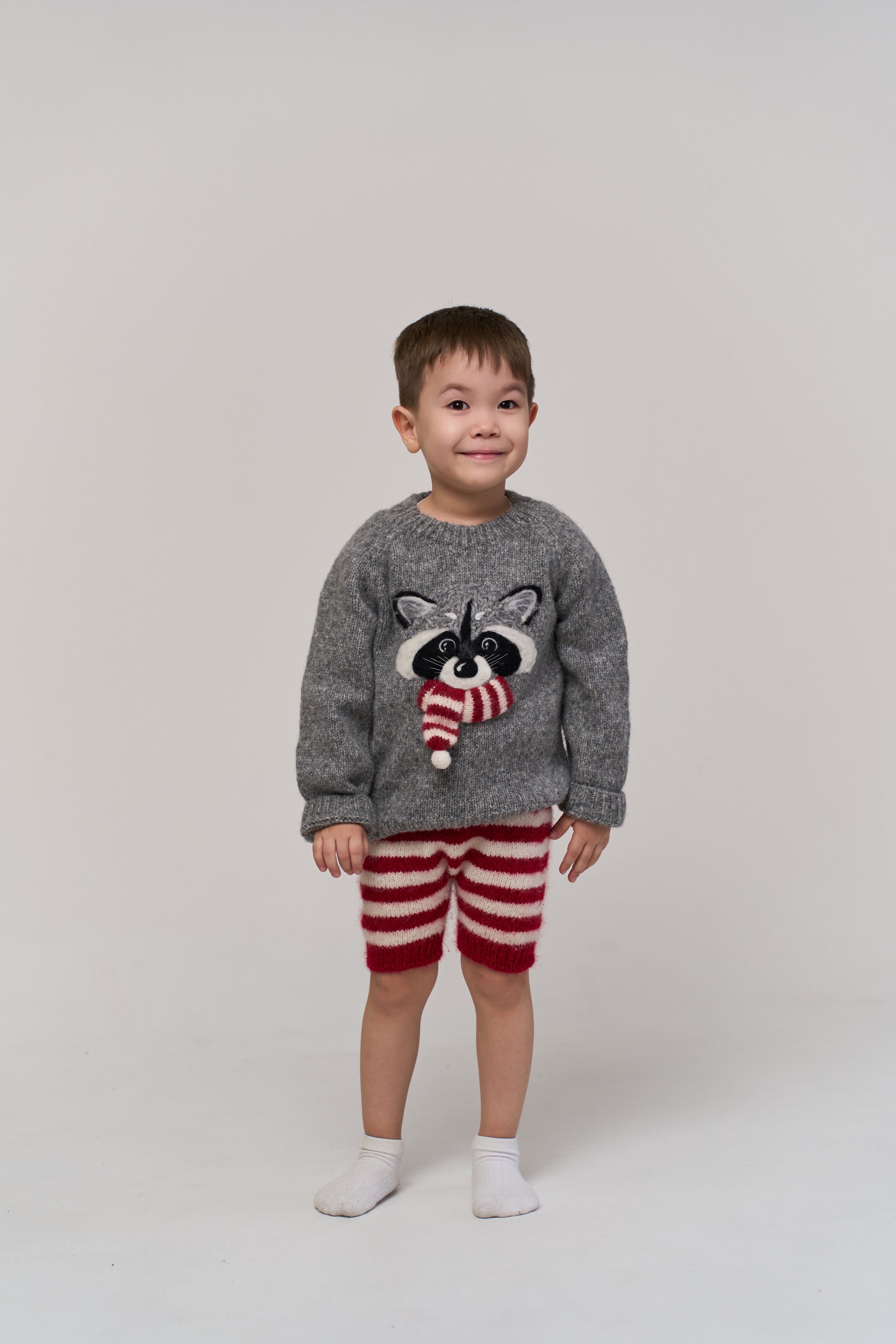 Festive Raccoon jumper | Dark grey