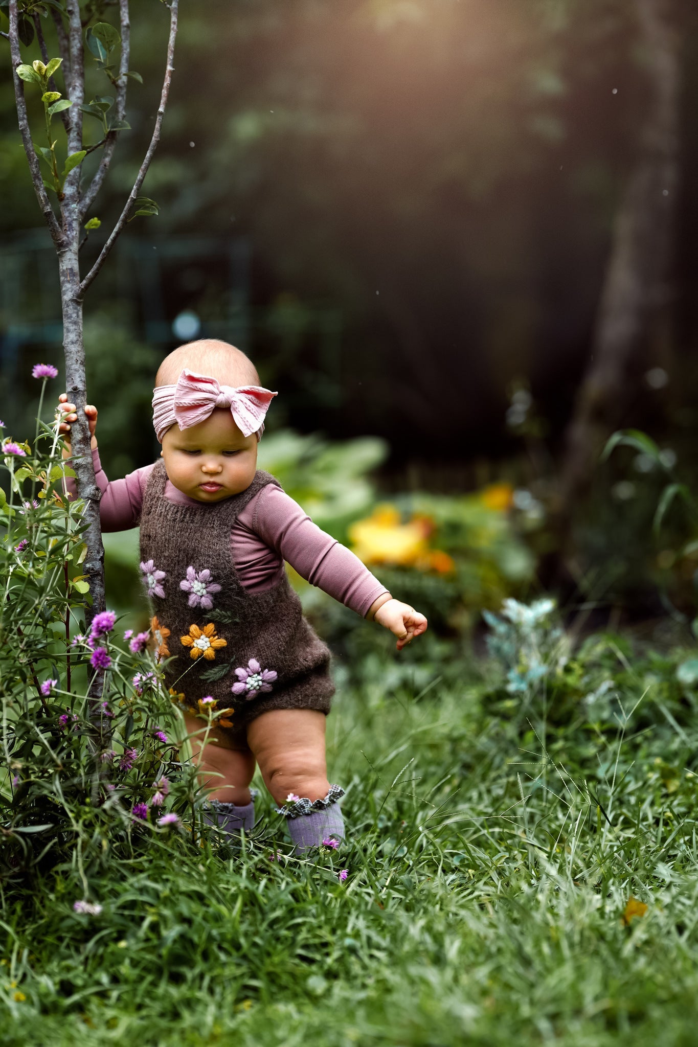 Flower Rain romper | Brown