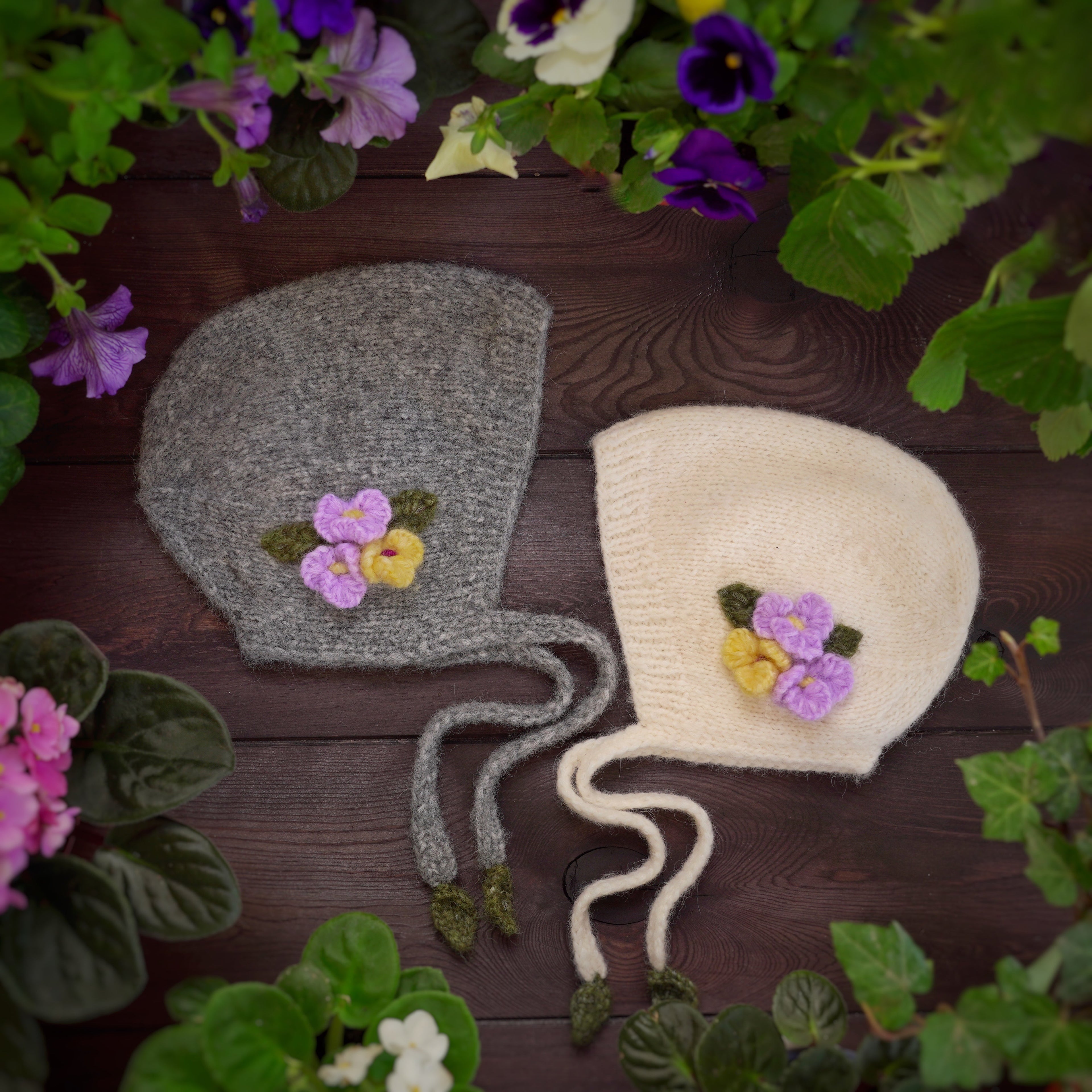 Violets bonnet | Dark Grey
